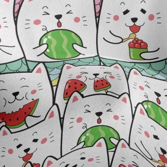 Cat Eating Watermelon Lightweight Performance Linen