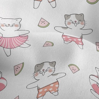 Watermelon Dancing Cat Lightweight Performance Linen
