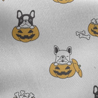 Halloween Pumpkin French Bulld Jersey Backed Fleece