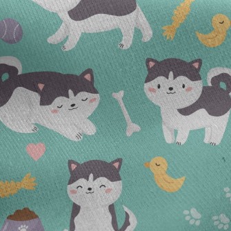 Husky And Duck Toy Jersey Backed Fleece