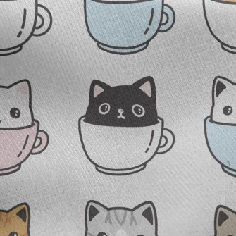 Coffee Mug Cat Jersey Backed Fleece