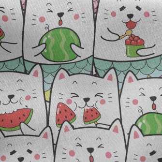 Cat Eating Watermelon Jersey Backed Fleece