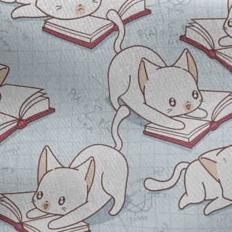 Cat Reading Jersey Backed Fleece