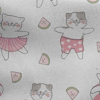 Watermelon Dancing Cat Jersey Backed Fleece