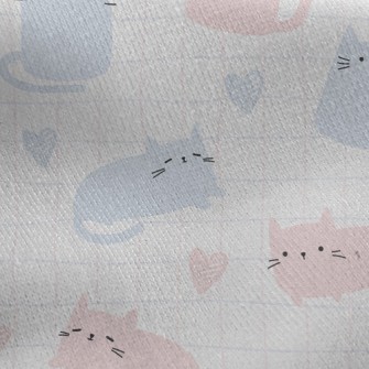 Plaid And Cat Jersey Backed Fleece