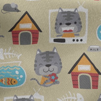 House Fish Tank Cat Jersey Backed Fleece