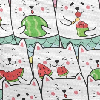 Cat Eating Watermelon Pongee