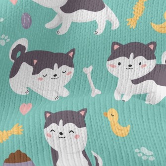 Husky And Duck Toy Stretch Jersey