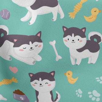 Husky And Duck Toy Lightweight Cotton Poplin