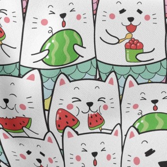 Cat Eating Watermelon Lightweight Cotton Poplin