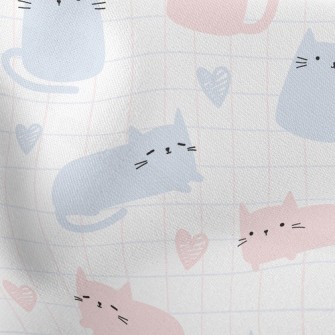 Plaid And Cat Lightweight Cotton Poplin