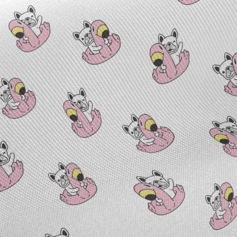 French Bulldog In Swimming Rin Midweight Cotton Poplin
