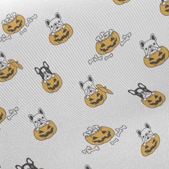 Halloween Pumpkin French Bulld Midweight Cotton Poplin