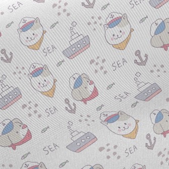 Nautical Cat And Dog Midweight Cotton Poplin