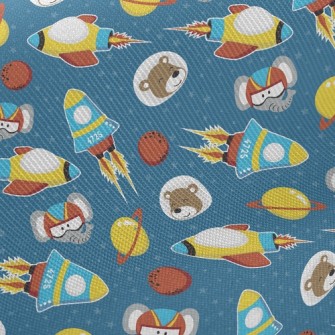 Rocket Elephant And Bear Midweight Cotton Poplin