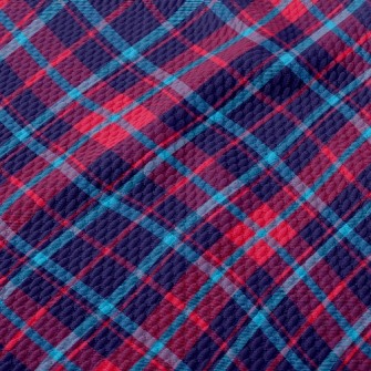 Bright Red And Blue Checkered Birdseye Piqué