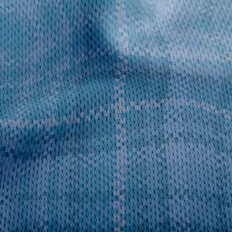 Blue Fine Plaid Athletic Mesh Flat Back