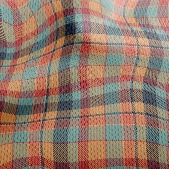 Orange Scotch Plaid Athletic Mesh Flat Back