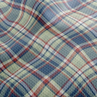 Red And Blue Small Plaid Athletic Mesh Flat Back