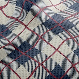 Blue Scotch Plaid Athletic Mesh Flat Back