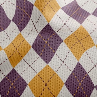 Purple And Yellow Rhombus Athletic Mesh Flat Back