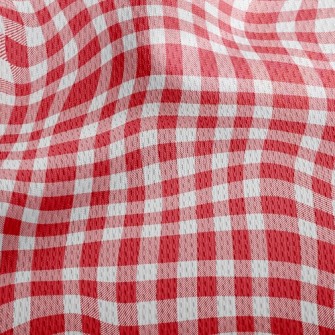 Red And White Plaid Athletic Mesh Flat Back