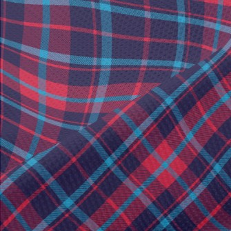 Bright Red And Blue Checkered Piqué