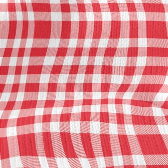 Red And White Plaid Stretch Jersey