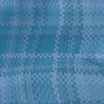 Blue Fine Plaid Stretch Jersey