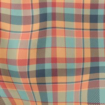 Orange Scotch Plaid Lightweight Cotton Poplin