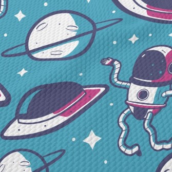 Planet And Dancing Spaceman Birdseye Piqué