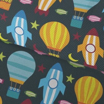 Rocket Ship Waterproof Oxford
