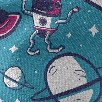 Planet And Dancing Spaceman Waterproof Canvas
