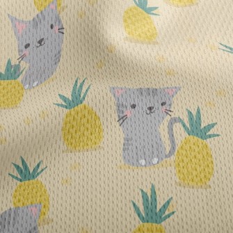 Pineapple Gray Cat Athletic Mesh Flat Back