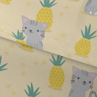 Pineapple Gray Cat Waterproof Oxford