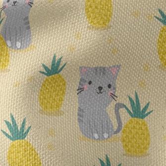 Pineapple Gray Cat Waterproof Canvas