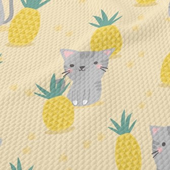 Pineapple Gray Cat Birdseye Piqué