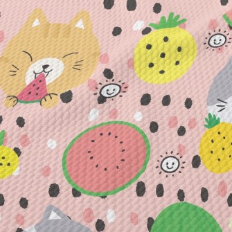 Fruit Loving Cat Birdseye Piqué