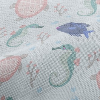 Seahorse And Turtle Performance Linen