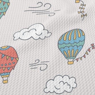 Hot Air Balloon And Clouds Birdseye Piqué
