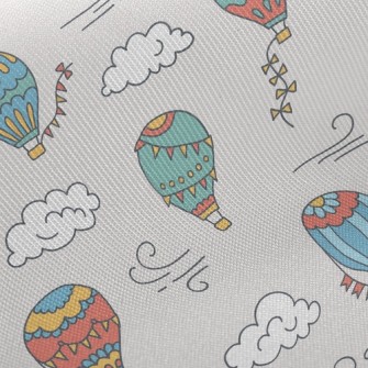 Hot Air Balloon And Clouds Twill