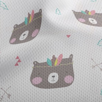 Feather Decorated Bear Athletic Mesh Flat Back