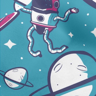 Planet And Dancing Spaceman Micro Fleece
