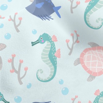 Seahorse And Turtle Micro Fleece
