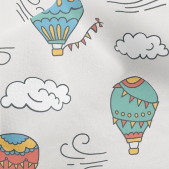 Hot Air Balloon And Clouds Micro Fleece