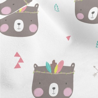 Feather Decorated Bear Micro Fleece