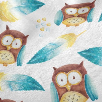 Owl And Feathers Minky