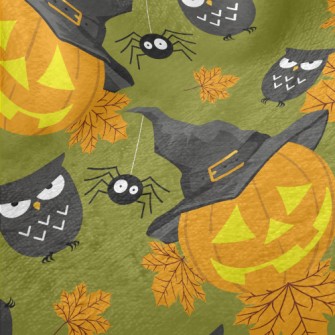 Halloween Pumpkin And Spider Minky