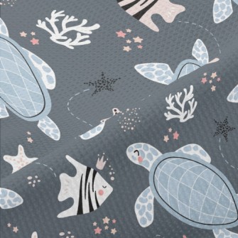 Turtles And Tropical Fish Piqué