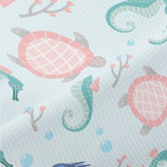 Seahorse And Turtle Piqué